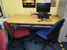 *Light Oak Office Table with Two Operators Gas Lift Chairs