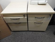 *Pair of Two Drawer Standalone Pedestals in Lightwood