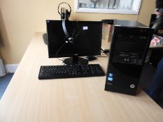 *HP Desktop Computer with AOC Flatscreen Monitor, Keyboard, Mouse and Headphones