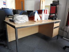 *Single Pedestal Desk in Light Beech Finish with Right-Hand Drawer Pedestal