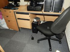 *Single Pedestal Desk with Left-Hand Drawer Pedestal in Light Beech Finish, plus Chair