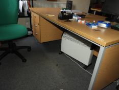 *Single Pedestal Desk with Left-Hand Drawer Pedestal in Light Oak Finish