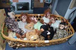Large Basket of Baby Monkey Dolls; Chips, Oranguta