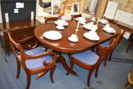 Oval Mahogany Effect Extending Dining Table with S