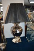 Silvery Table Lamp with Black Shade
