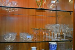 Cut Glass Wine Glasses, Desert Bowls, etc.