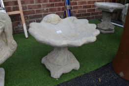 Garden Birdbath with Oyster Shell Design