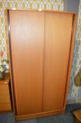 Retro Teak Sliding Door Wardrobe and Contents