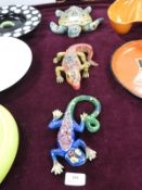 Two Decorative Lizards and a Turtle