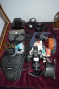 Vintage Cameras Including a Canon EOS1000, Praktic