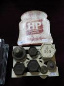 HP Sauce Bread Plate, Trivet and Weights