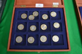 Wooden Case Containing UK Coinage