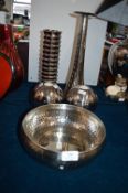 Silvery Vase, Fruit Bowl, Candlestick and Tealight