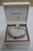Pandora Sterling Silver Charm Bracelet with Two Cl