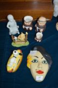 Pottery Items, Wall Mask, Money Box, etc.