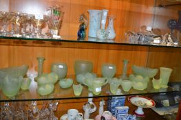 Green Frosted Glass Vases etc.