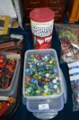 Tub of Marbles and Sports Marbles Games