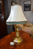 Glass Table Lamp with Cream Shade