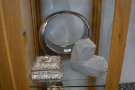 Decorative Trinket Box, Heart and Silver Ornament