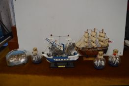 Two Model Ships, and Ships in Bottles