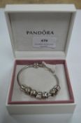 Pandora Sterling Silver Charm Bracelet with Two Cl