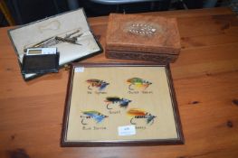 Framed Vintage Fishing Flies etc.