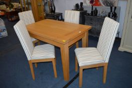 Small Solid Oak Dining Table with Four Chairs
