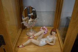 Reclining Lady Figure, Mirror, and a Paperweight