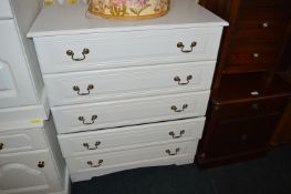 White Five Drawer Bedroom Chest