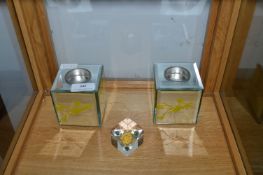 Two Candle Holders and a Paperweight