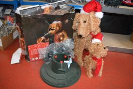 *Two Fluffy Dog Christmas Characters, String Light