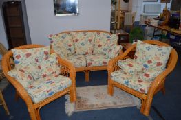 Three Piece Bamboo Conservatory Suite with Floral