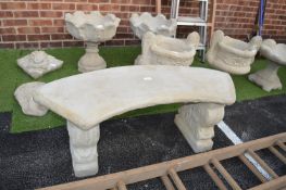 Semicircular Garden Bench with Classical Supports