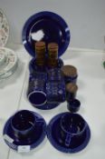 Hornsea Pottery Dark Blue Part Tea Set plus Storag