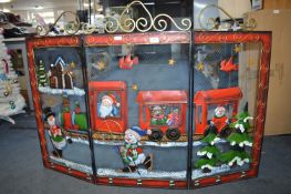 Folding Christmas Fire Screen