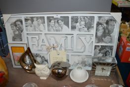 Family Photo Frame, Clocks, and Decorative Items