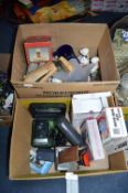 Two Boxes of Ornaments, Razors, etc.