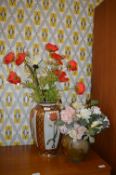 Two Vases with Artificial Flowers