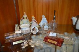 Pottery Ornaments, Glass Ships in Bottles, Clocks,