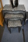 Black & Silver Nest of Three Tables