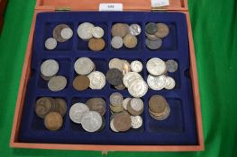Wooden Case Containing Vintage UK Coinage