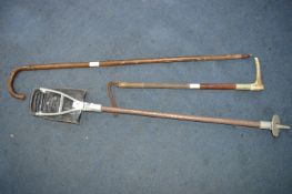 Vintage Shooting Stick, Riding Crop, and a Walking