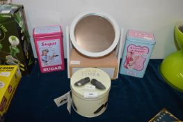 Sugar & Tea Canisters, Jewellery Box Mirror and a
