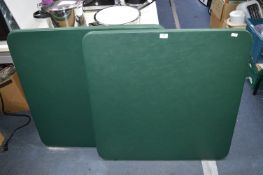 Two Green Meco Folding Tables