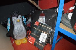 *LED Tinsel Santa, Light Up Penguin, 8m Rope Light