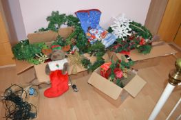 Two Boxes of Assorted Christmas Decorations