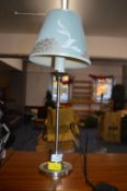 Chrome Table Lamp with Floral Shade