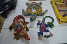 Two Colourful Lizards and a Turtle