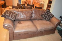 Large Brown Leather Two Sofa (repaired)