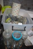 Quantity of Tall Storage Jars and a Storage Tin